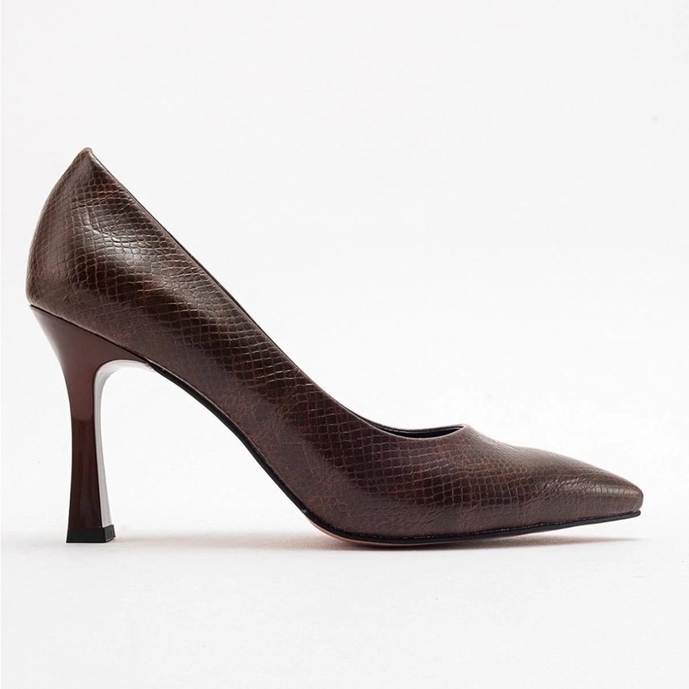 Luvi Brown Faux Leather Pumps | Made in Turkey | Sz 40 | NIB